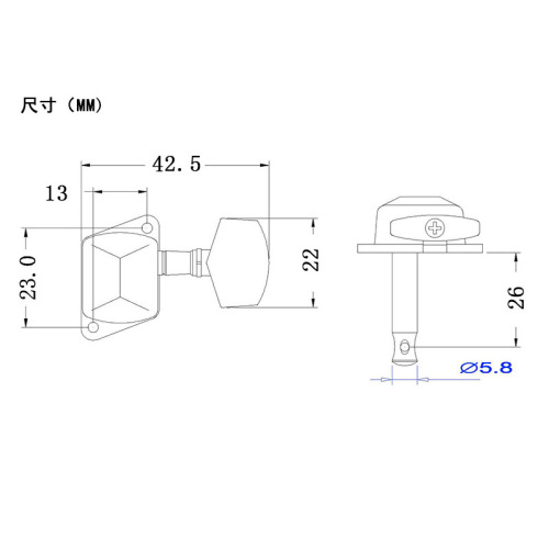 Guitar accessories, folk guitar tuners, semi-closed acoustic guitar tuners, twisted string alignment knob, tuner silver