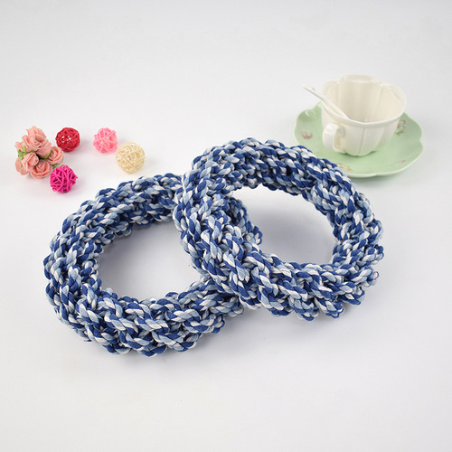 Pet dog toy chewing circle Artificial woven donuts Bite-resistant cotton rope toy circle Pet toy