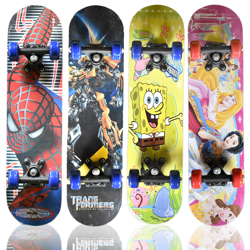 兒童青少年四輪滑板寶寶初級雙翹木滑板車初學者四輪滑板壹件代發