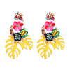 Juran new flower earrings European and American hot -selling alloy oil ear jewelry cross -border e -commerce accessories 8 color 50916