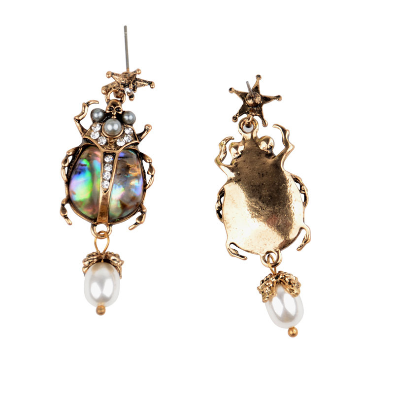 Artificial Pearl, Alloy Material Insect, Ladybugs Pattern 1 Pair Retro Insect Ladybugs Plating Inlay Artificial Pearl Alloy Artificial Diamond Drop Earrings