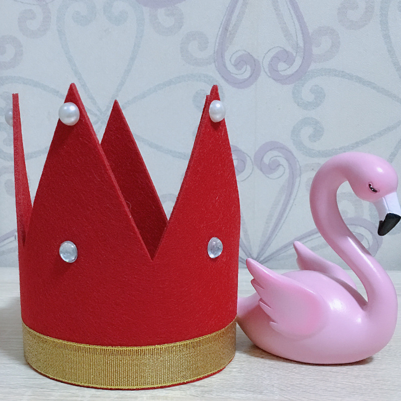幼儿园派对道具生日帽 厂家定制毛毡皇冠生日帽创意宝宝蛋糕帽
