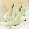 European and American fashion sexy nightclub lace hollow net thin shallow mouth pointed high heel women’s single shoes