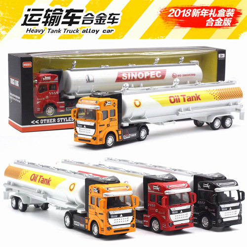 1:48 Large Alloy Tank Truck European Pull Back Car Model Transport Truck Trailer Toy Car Model 32c