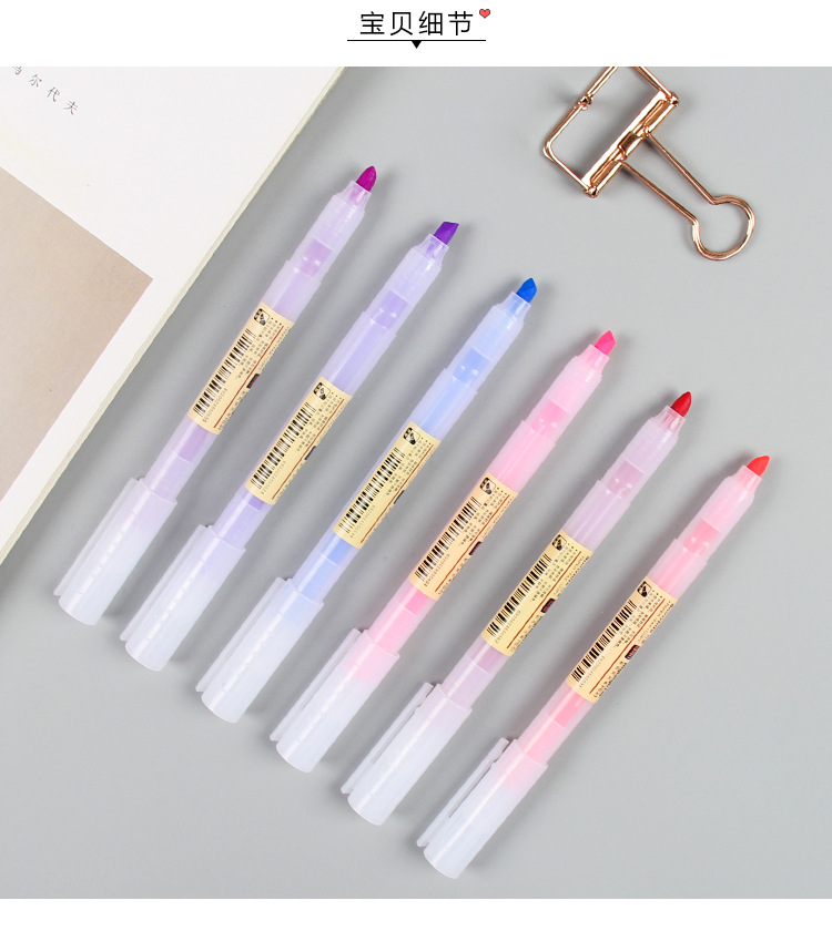 8g Weight School Occasion Plastic Material Pink, Purple, Red, Green, Blue, Yellow Color Fashion Fluorescent Note Pens Color Strokes Key Markers Candy-colored Flashing Pens 2