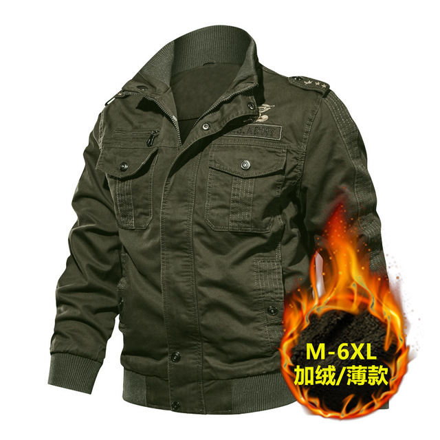 Plush and thickened jacket military style casual large coat