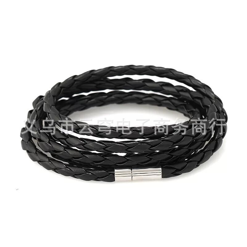 新款时尚个性编织朋克皮革多层手链5层手链96cm多色手链可定制