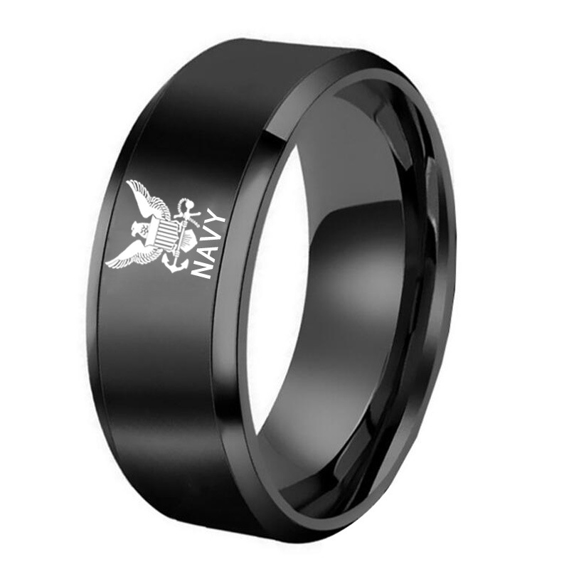 Titanium Steel American Soldier Emblem Badge Ring