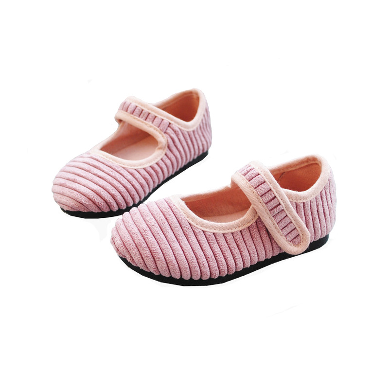 23 Spring cash purchase corduroy girls single shoes Korean version Velcro girls square mouth shoes kindergarten baby board shoes