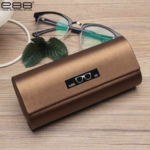 e88 handmade glasses box Gold brushed PU leather myopia box creative personality men's and women's storage box