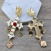 Retro golden paint from pearl, earrings, European style, wholesale