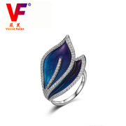 外贸宝石首饰 百世代欧美首饰订制批发镶嵌彩色S925纯银宝石戒指