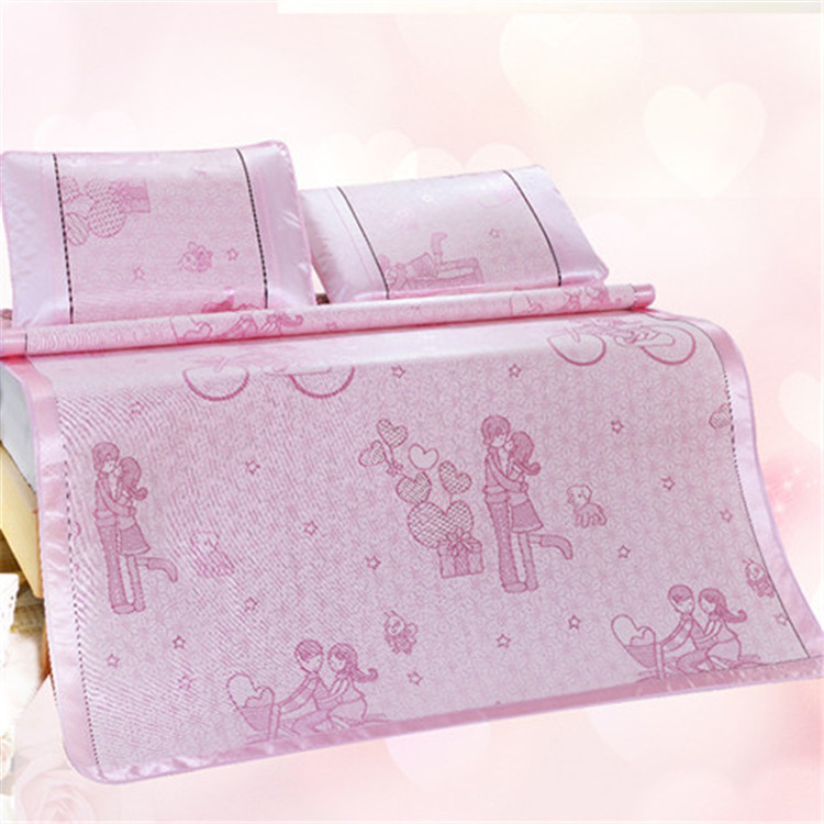 2021新款厂家夏天凉席防滑冰丝席三件套夏季印花冰丝凉席1.5m1.8m|ms