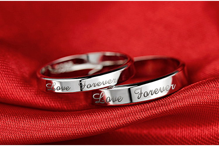 Wholesale Couple Ring S925 Silver Jewelry Vows To Love Lettering Index Finger Tail Ring display picture 4