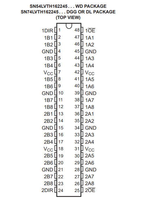 SN54LVTH162245-SP非反相三态收发器 SN54LVTH162245-SP非反相三态收发器