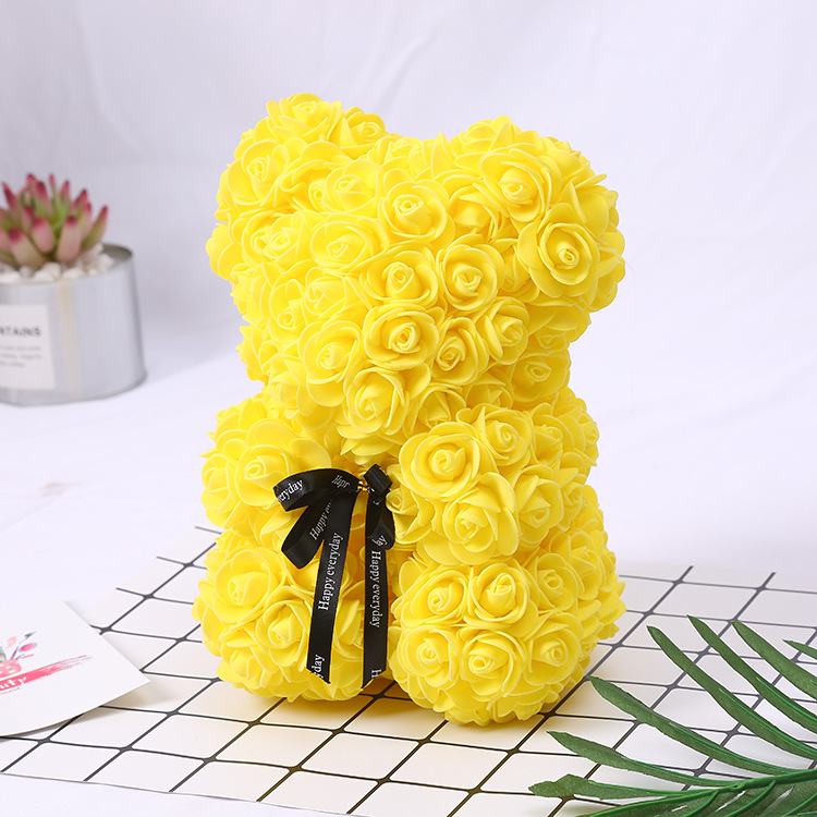 Valentine's Day Gift Creative 25cm Rose Flower Bear Gift Box Pe Flower Romantic Foam Bear Bebear display picture 5