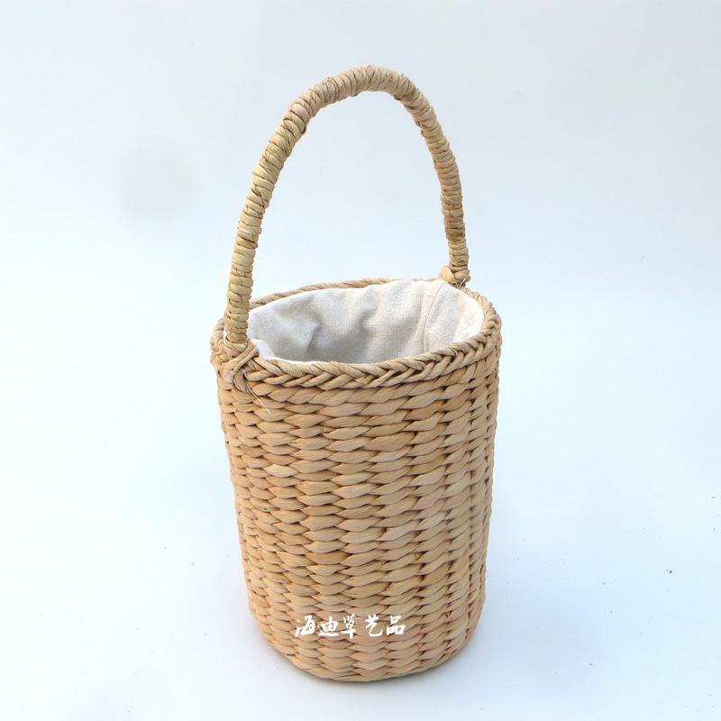 2018 new pattern Corn bran Cylinder Woven bag lovely portable Travel? on vacation Straw bag