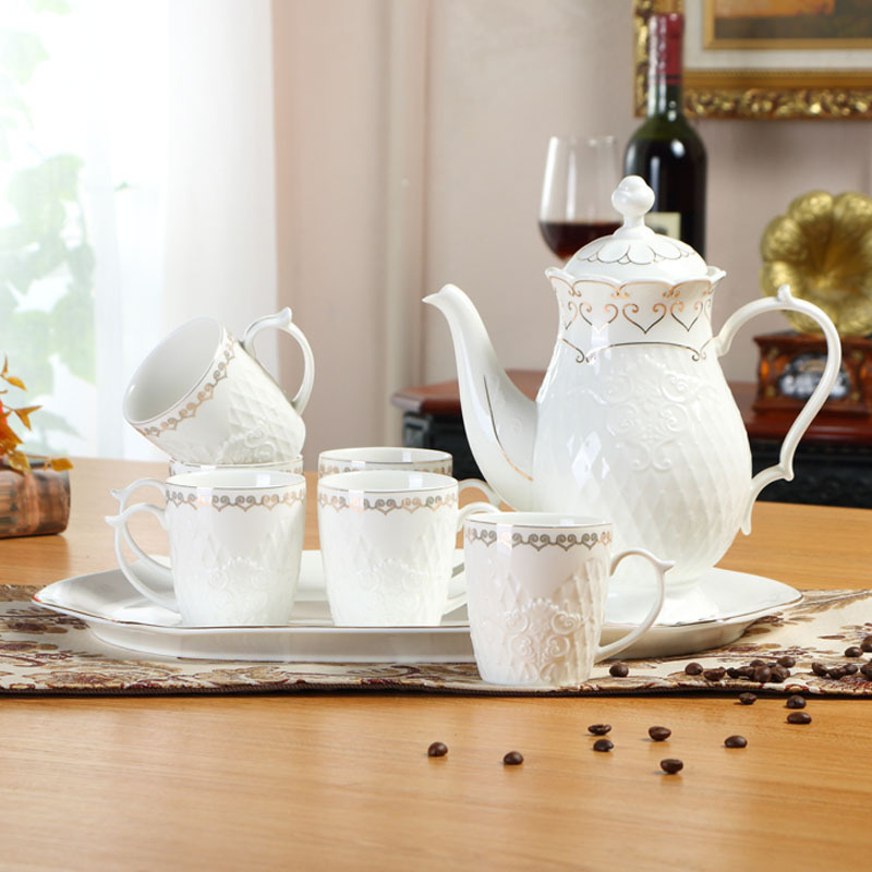 骨瓷欧式下午茶茶具创意陶瓷水杯简约家用花茶茶壶套装批发配托盘