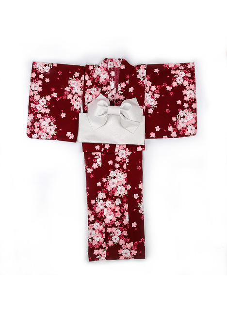 Japanese kimono bathrobe red cherry kimono set