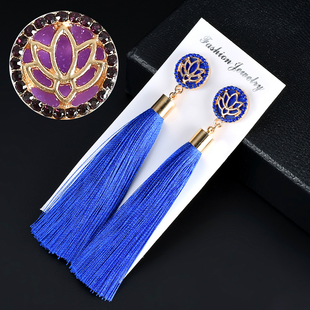 生产厂家直销外贸新款流苏耳环 高档荷花天使长款流苏耳坠 耳饰