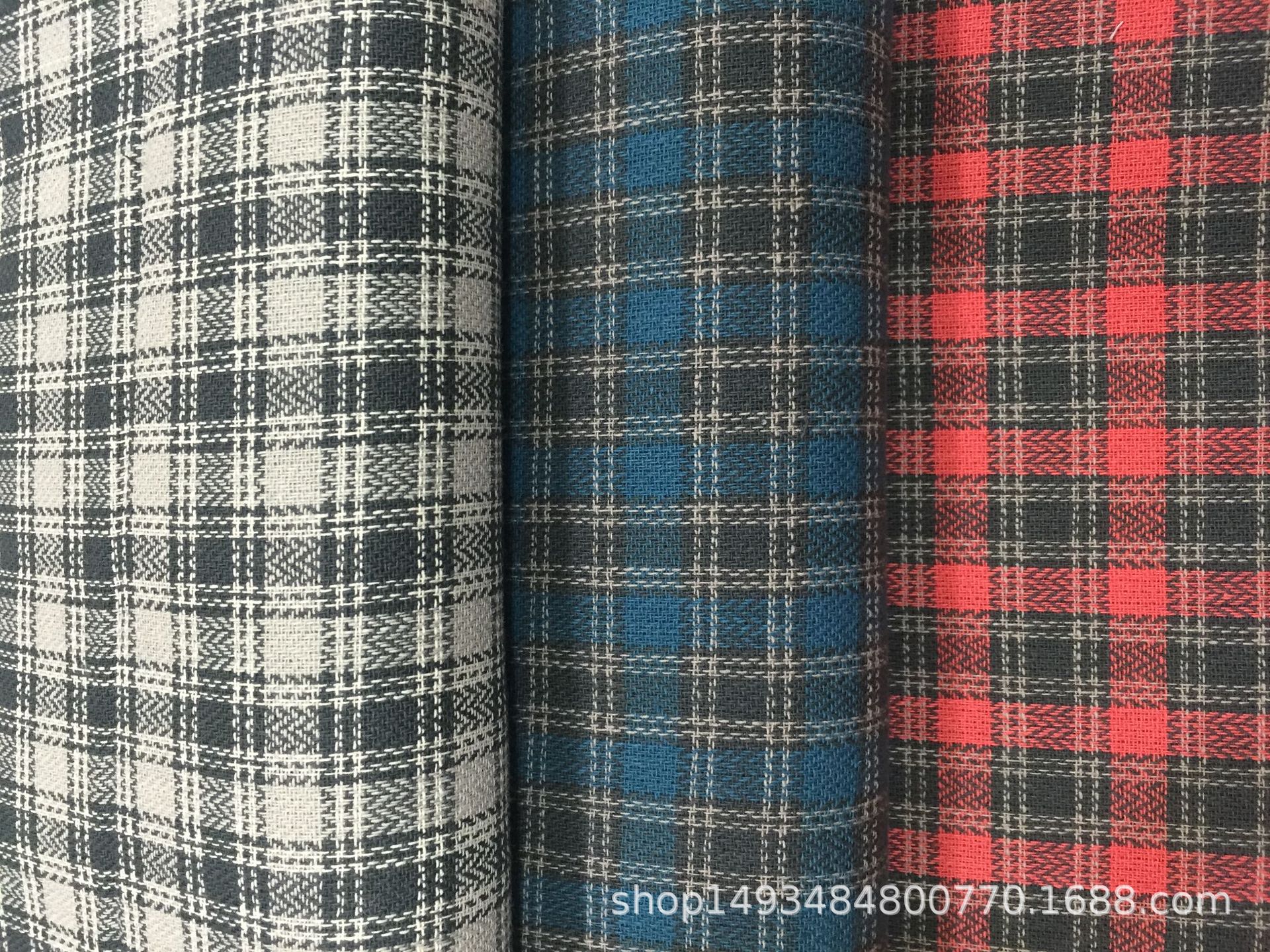 21支色织梭织面料斜纹小格子面料女装衬衫面料童装均可