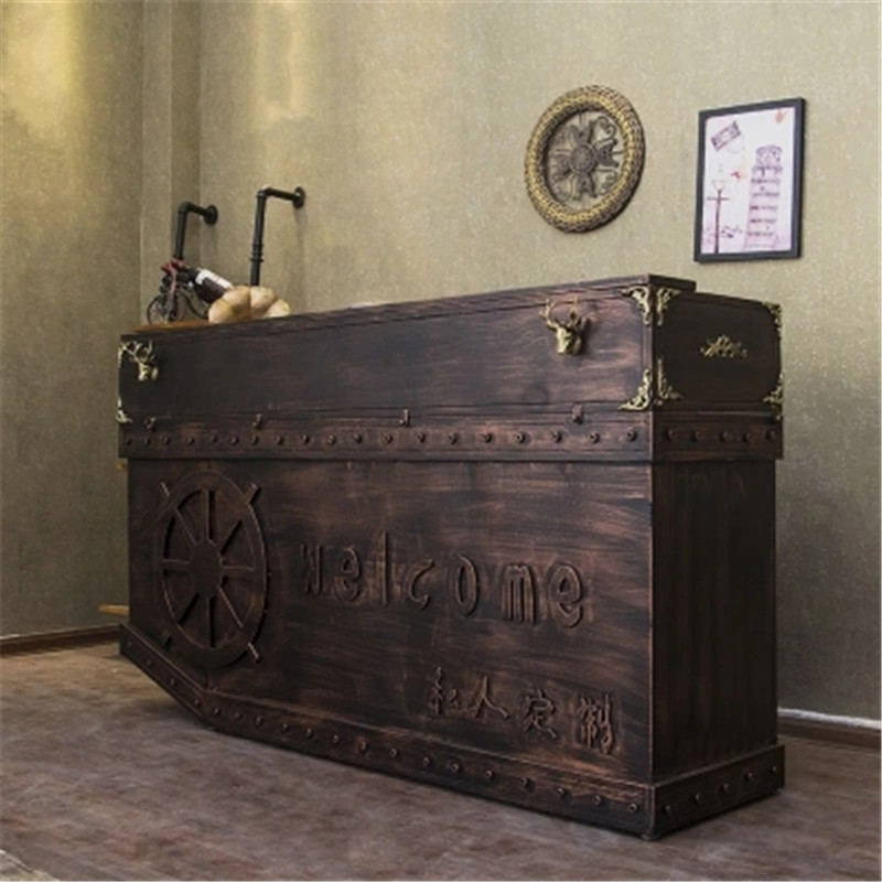 American style Retro Do the old Iron art Cashier Industry couture originality Bar counter bar Western Restaurant Front Reception