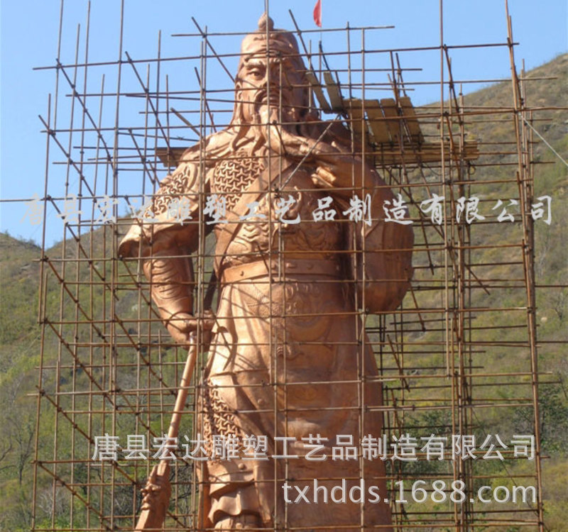 宏达雕塑 精工铸造关羽摆件持刀武财神雕塑镇宅招财金属铜工艺品