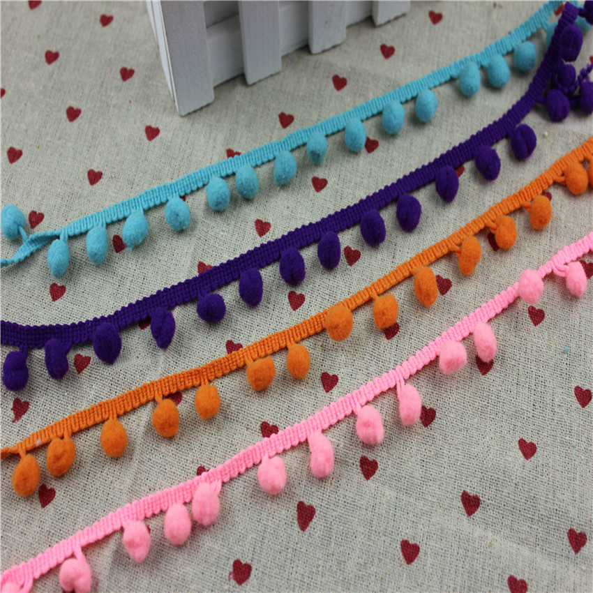 供应1CM直角小毛球花边 彩色直销小毛球花边 颜色多种现货供应