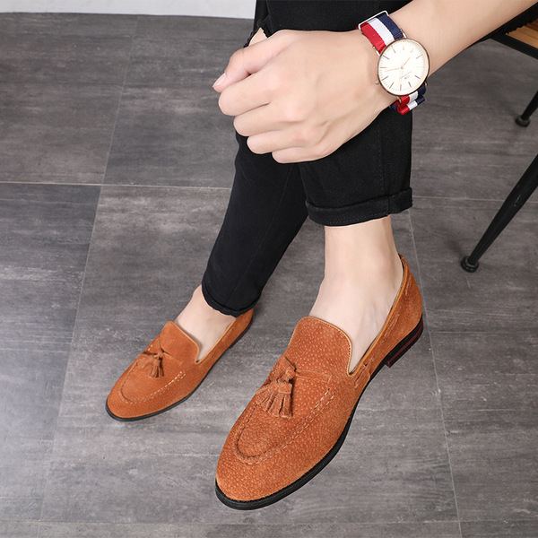 Versatile British nightclubs, tassels, one foot slip on leather shoes, male