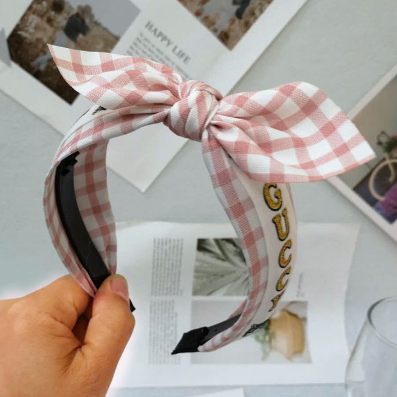 New Hair Accessories Headband Plaid Bow Wide-brimmed Headband Female display picture 3