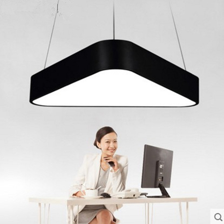 Modern minimalist Triangle led a chandelier black and white Art fashion to work in an office Ceiling lamp Engineering suspension lamp