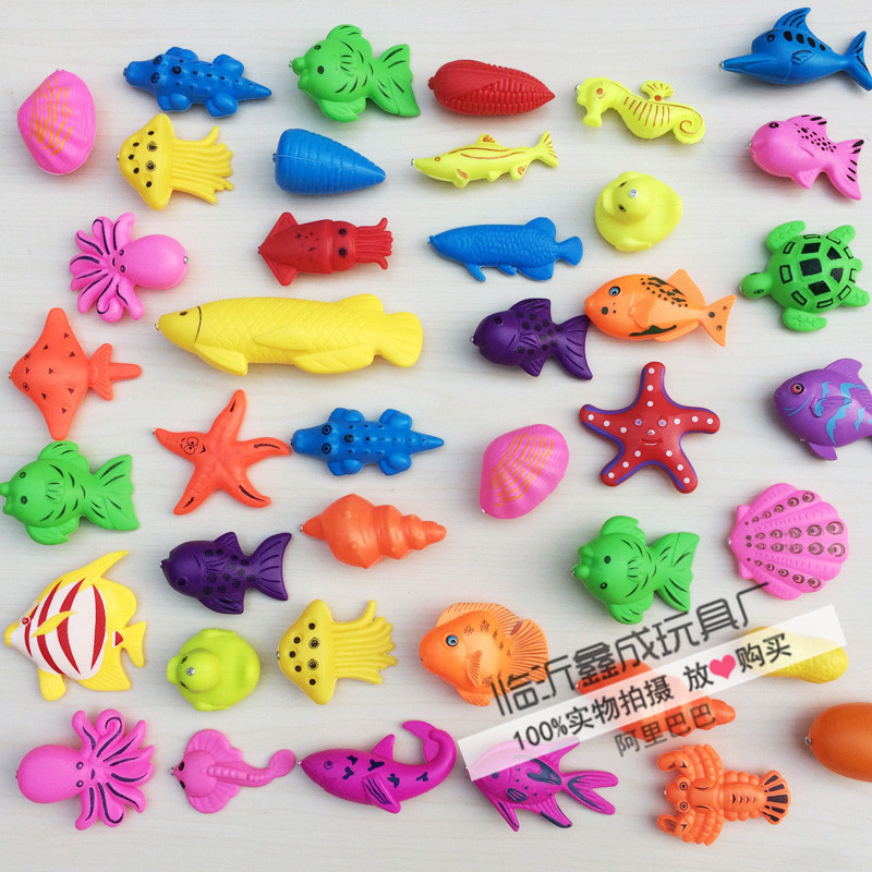 children magnetic Fishing toys bulk Two-sided three-dimensional direct deal Printed fish square Street vendor