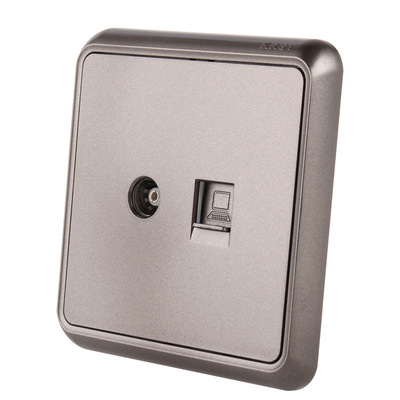 KRST 86型暗装 E7黑 PC阻燃 磷铜银点 电视电脑插座厂家直销|ms