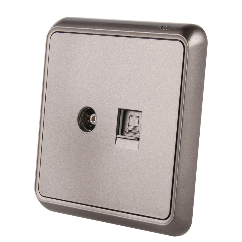 KRST 86型暗装 E7黑 PC阻燃 磷铜银点 电视电脑插座厂家直销|ms