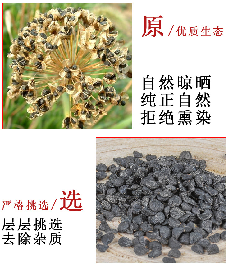 Jiu Cai Zi (Allium tuberosum Seeds) — Dried Food-Herb Seeds for Tea & Soup quality and texture