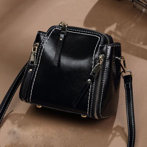 Korean style genuine leather small bag cowhide women's bag retro versatile crossbody bucket bag women's shoulder bag square bag sale