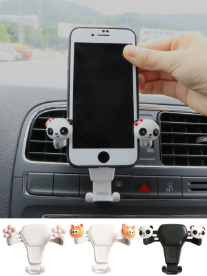 Lovely Panda Mobile Phone Bracket for Automobile Products Multifunctional Gravity Navigation Bracket for Female Creative Outlet