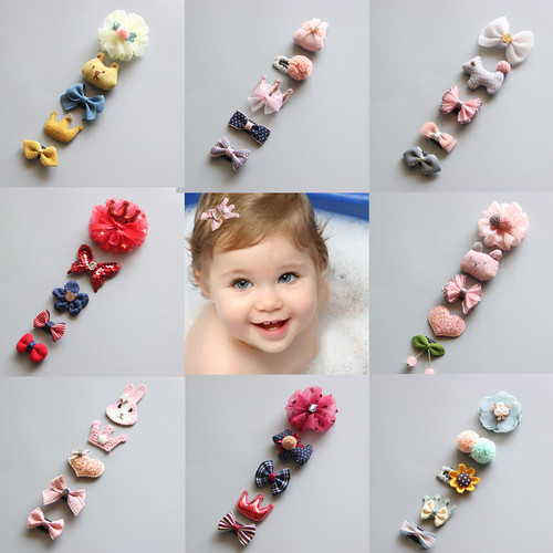 Korean style handmade baby hairpin side clip baby hair clip children's headwear hairpin princess hairpin five-piece set