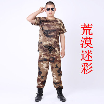 夏季短袖荒漠迷彩T恤男女学生数码军训套装圆领作训服体能服批发|ms