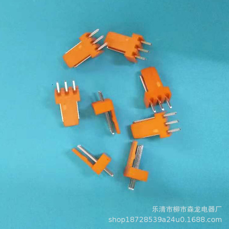KF2510-3A直针座彩色针座3位接插件橙色3P针座高温纯铜针座