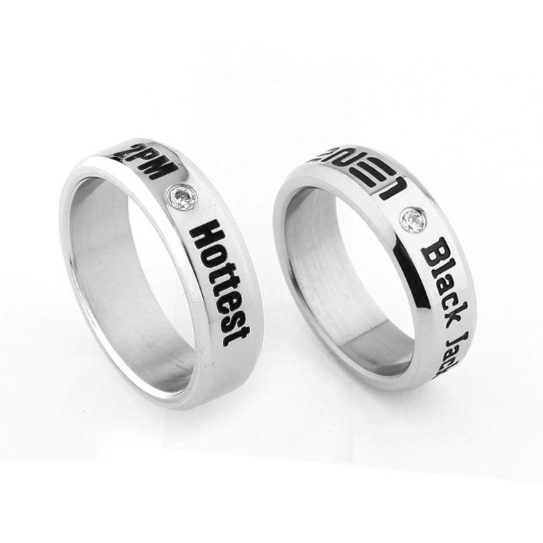 2NE1 2PM周边尼坤钛钢带钻戒指 不锈钢戒指指环送皮绳做项链 diy