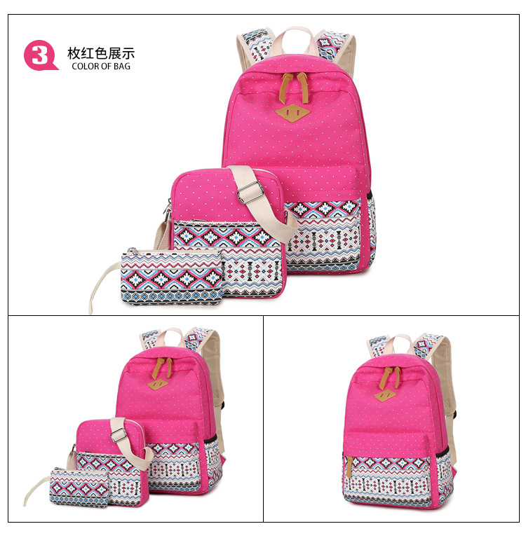 Fashion Ethnic Printed Canvas Multifunctional Three-piece Backpack Wholesale Nihaojewelry display picture 25