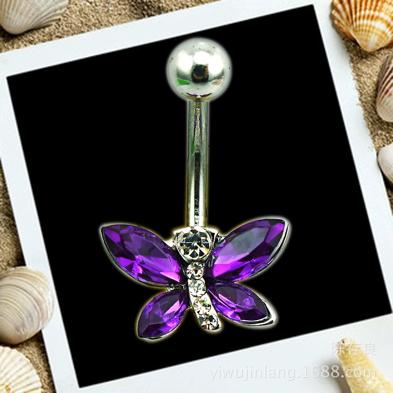 Belly button piercing with bow, physiological accessory