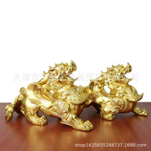 宇卓铜器纯铜黄铜貔貅如意尾貔貅贴金鎏金貔貅工艺品摆件