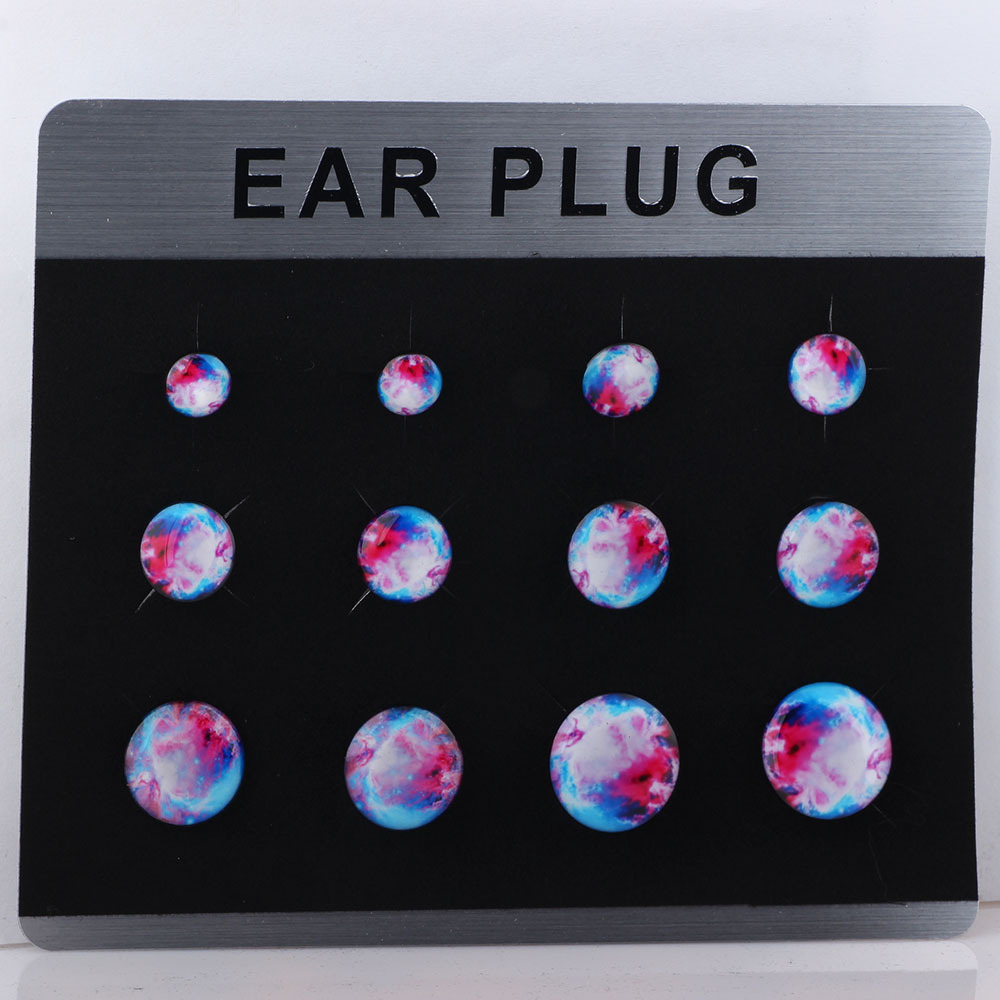 Trendy Punk Acrylic Ear Gauges Dropping Oil Logo Cylindrical Pulley Ear Expansion Tunnels 2022 Summer detail image 9