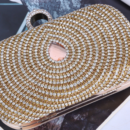 Cross-border Amazon Crystal Evening Bag Quality Model Diamond-encrusted Phoenix Eye Evening Bag Bridal Bridesmaid Bag Factory Direct Sales