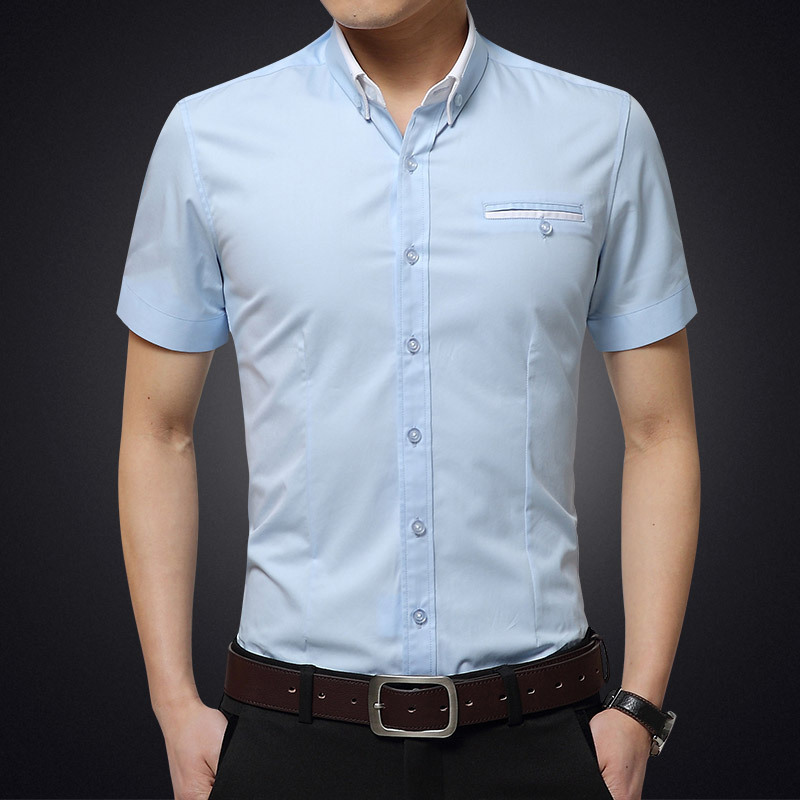 Shirt Men's Short-sleeved Summer White Casual Top Korean Style Slim-fit Solid Color Short-sleeved Business Professional Dress Shirt
