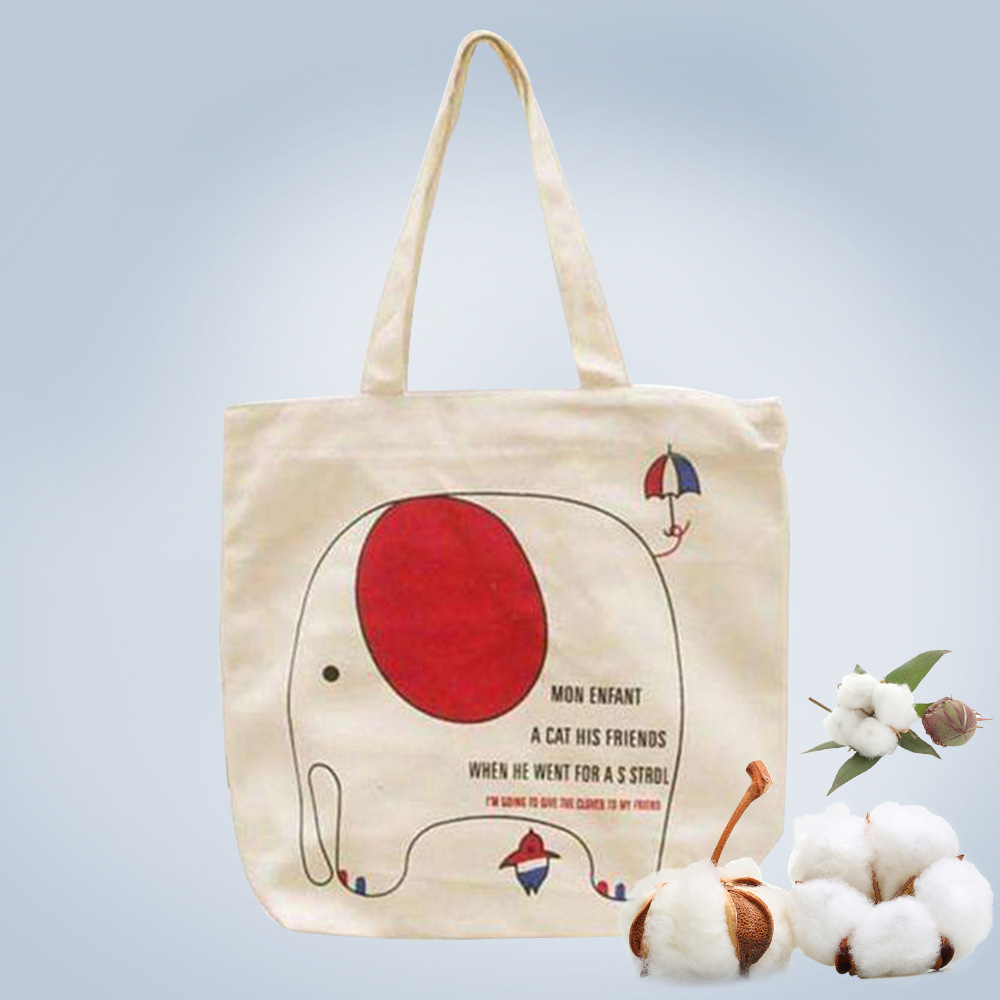 深圳免费设计便携卡通收纳购物袋纯棉环保帆布购物手提袋工厂定制