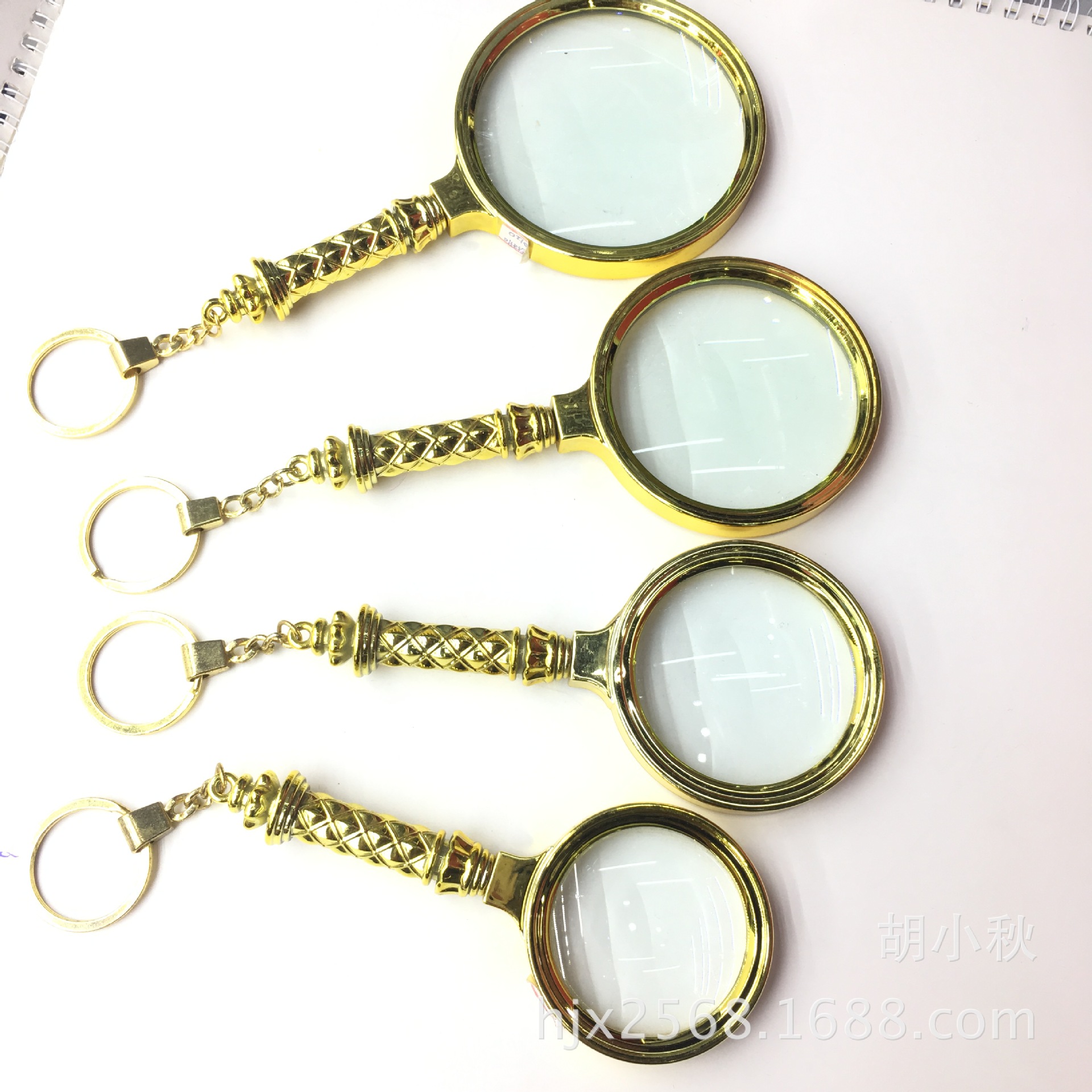 批发电镀仿金花手柄放大镜花柄塑料电镀60放大镜，厂价销售