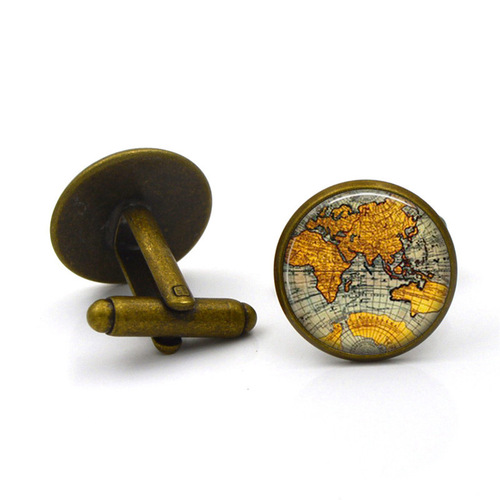 Foreign trade accessories map time gem cufflinks French men's and women's clothing shirt tie clip sleeve buttons